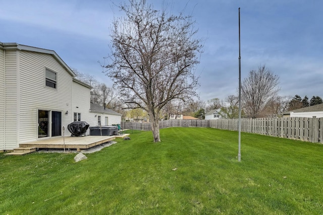 367 Quist Ct, Grayslake, IL 60030 - view of yard featuring a wooden deck, a hot tub, and a fenced backyard