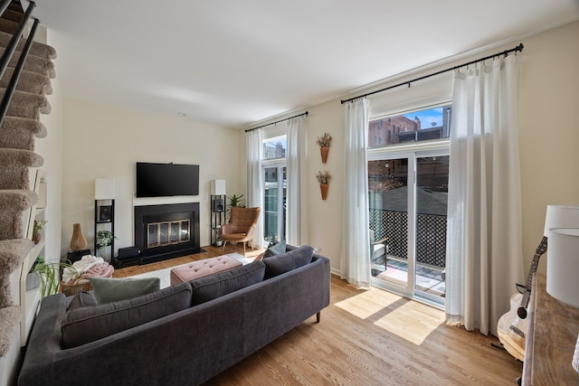 849 W Buckingham Pl Unit G, Chicago, IL 60657 - living room with a fireplace with flush hearth and light wood finished floors