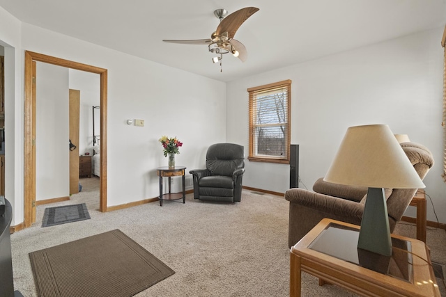 37115 N Sistina Ave, Lake Villa, IL 60046 - living room with baseboards, carpet floors, and a ceiling fan