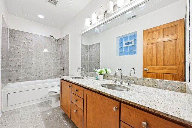 4310 N Richmond St Unit 1, Chicago, IL 60618 - bathroom featuring  shower combination, toilet, and double vanity