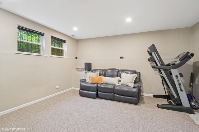 4134 S Ellis Ave, Chicago, IL 60653 - exercise room with carpet flooring, baseboards, and recessed lighting