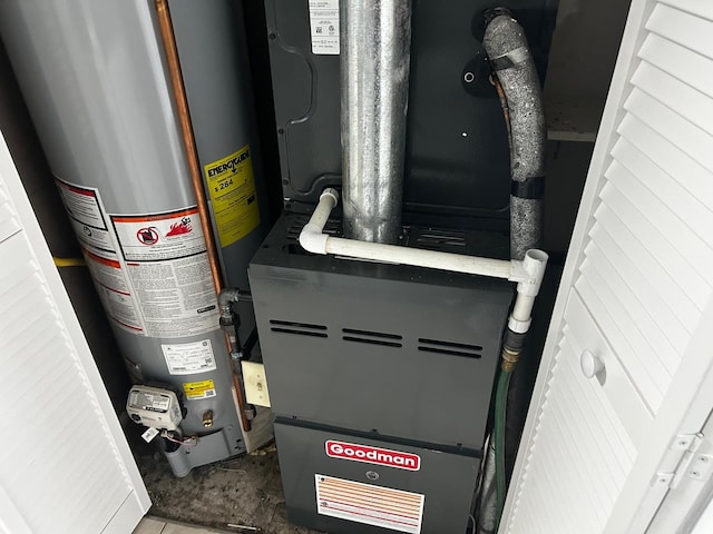 utility room with water heater and heating unit