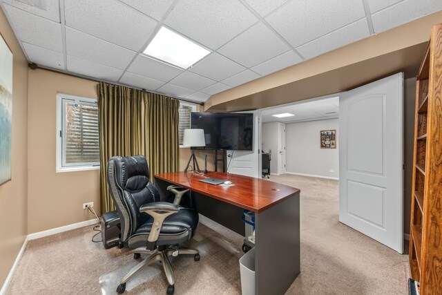 405 Ashbury Ln, Lemont, IL 60439 - office space featuring a paneled ceiling, baseboards, and carpet floors