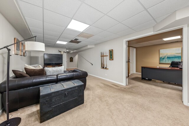 405 Ashbury Ln, Lemont, IL 60439 - carpeted living area with a paneled ceiling and baseboards
