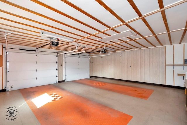 garage with a garage door opener