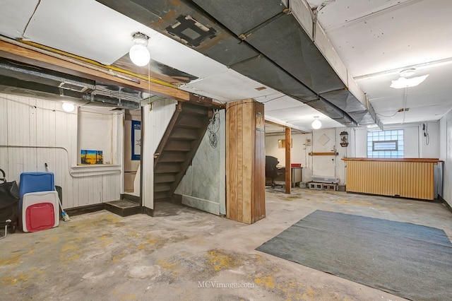basement with stairs