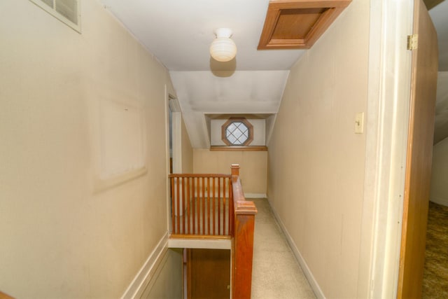3902 Rose Ave, Western Springs, IL 60558 - hallway featuring an upstairs landing, vaulted ceiling, and carpet flooring