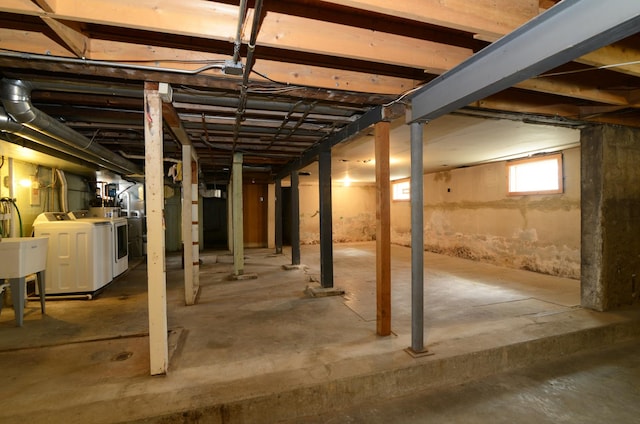3902 Rose Ave, Western Springs, IL 60558 - basement with independent washer and dryer and a sink