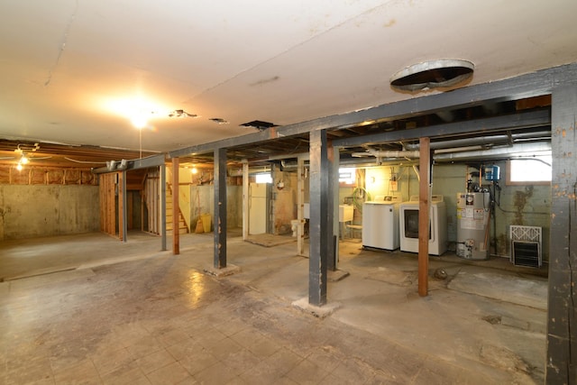 3902 Rose Ave, Western Springs, IL 60558 - basement with water heater, stairway, and independent washer and dryer