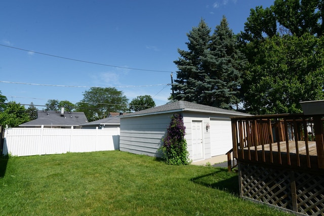 3902 Rose Ave, Western Springs, IL 60558 - view of yard with a wooden deck, an outbuilding, and a detached garage