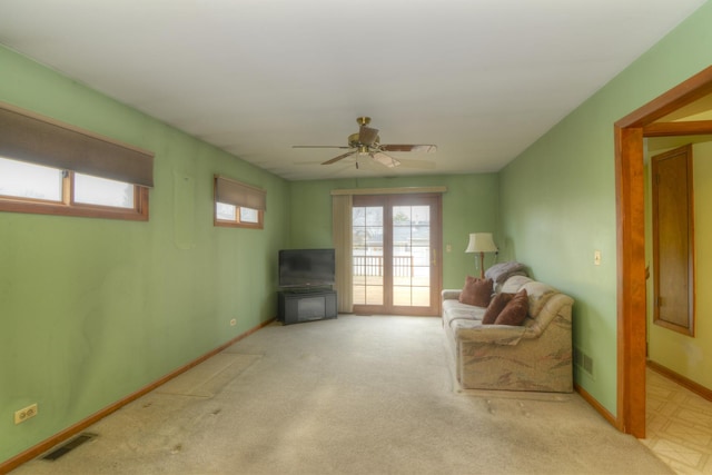 3902 Rose Ave, Western Springs, IL 60558 - living area featuring ceiling fan and carpet
