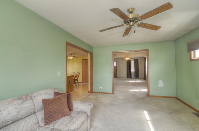 3902 Rose Ave, Western Springs, IL 60558 - carpeted living area with a ceiling fan and baseboards