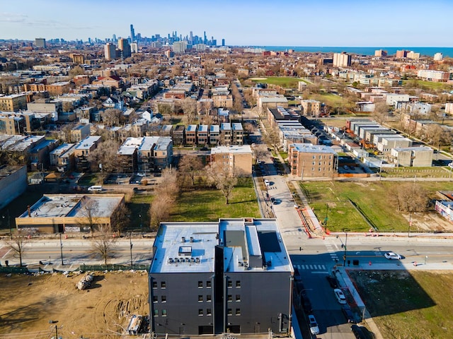 aerial view with a city view