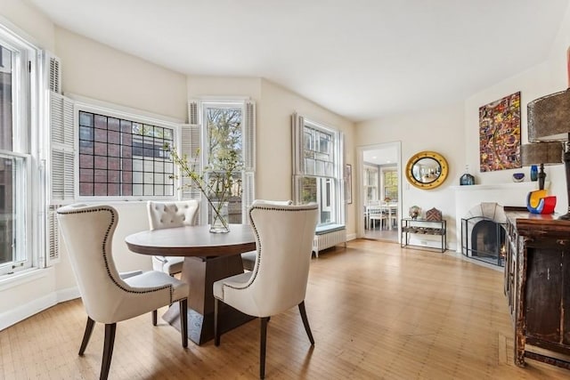 dining room with wood finished floors and baseboards