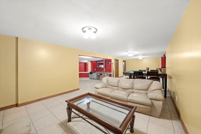 910 Sarah Ln, Aurora, IL 60502 - living area with light tile patterned flooring, baseboards, and pool table