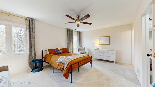 1531 Walnut St, Western Springs, IL 60558 - bedroom with light carpet, baseboards, and ceiling fan