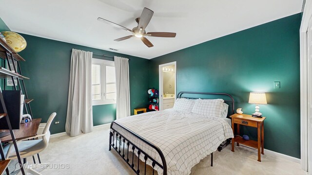 1531 Walnut St, Western Springs, IL 60558 - carpeted bedroom featuring baseboards, a ceiling fan, and ensuite bath