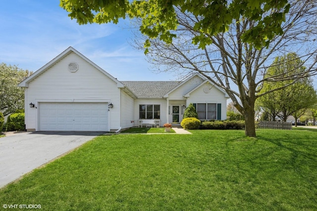 1496 Trailwood Dr, Crystal Lake, IL 60014 - single story home featuring driveway, an attached garage, a front lawn, and roof with shingles
