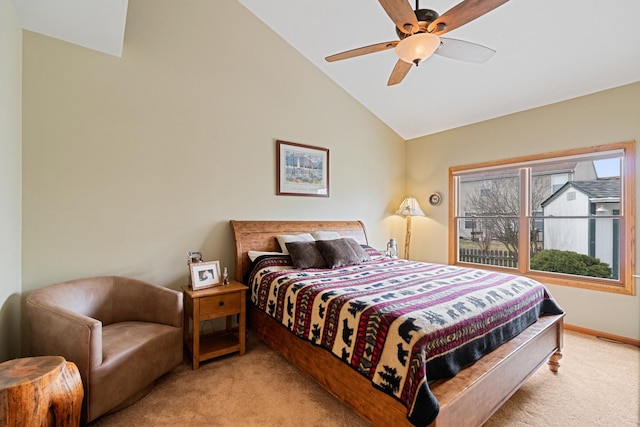 1496 Trailwood Dr, Crystal Lake, IL 60014 - carpeted bedroom featuring lofted ceiling, ceiling fan, and baseboards