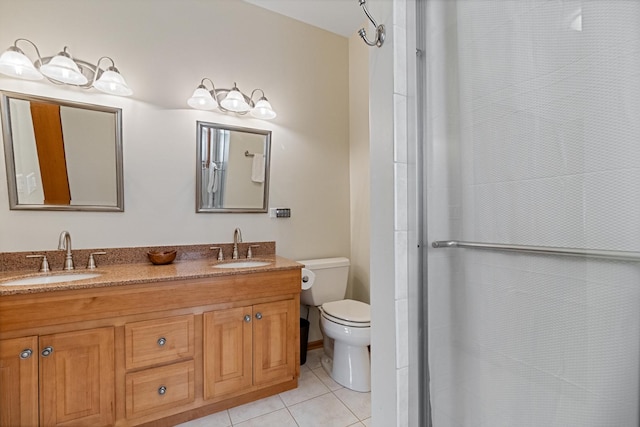 1496 Trailwood Dr, Crystal Lake, IL 60014 - full bathroom featuring toilet, tile patterned floors, a shower, and double vanity