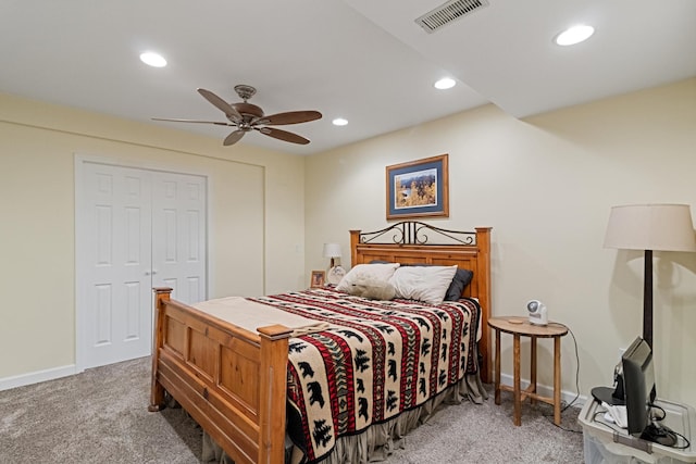 1496 Trailwood Dr, Crystal Lake, IL 60014 - carpeted bedroom featuring recessed lighting, baseboards, and ceiling fan