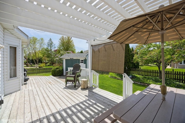 1496 Trailwood Dr, Crystal Lake, IL 60014 - deck featuring a pergola, a shed, and an outbuilding