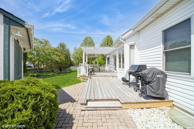 1496 Trailwood Dr, Crystal Lake, IL 60014 - wooden deck featuring a pergola and grilling area