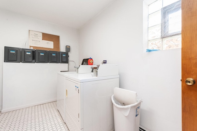 119 N Cliff St, Willow Springs, IL 60480 - shared laundry room featuring independent washer and dryer, light floors, and electric panel