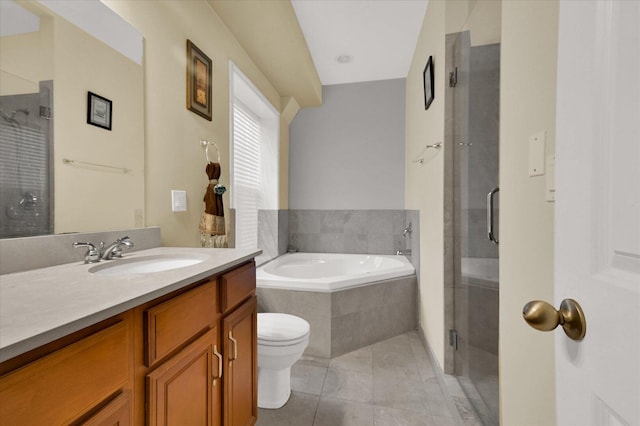 6510 S Woodlawn Ave Unit 1, Chicago, IL 60637 - bathroom featuring a stall shower, tile patterned floors, toilet, vanity, and a bath