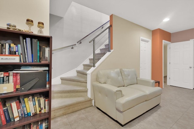 6510 S Woodlawn Ave Unit 1, Chicago, IL 60637 - interior space featuring tile patterned floors, stairway, and recessed lighting