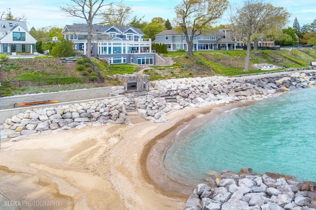 view from above of property featuring a large body of water