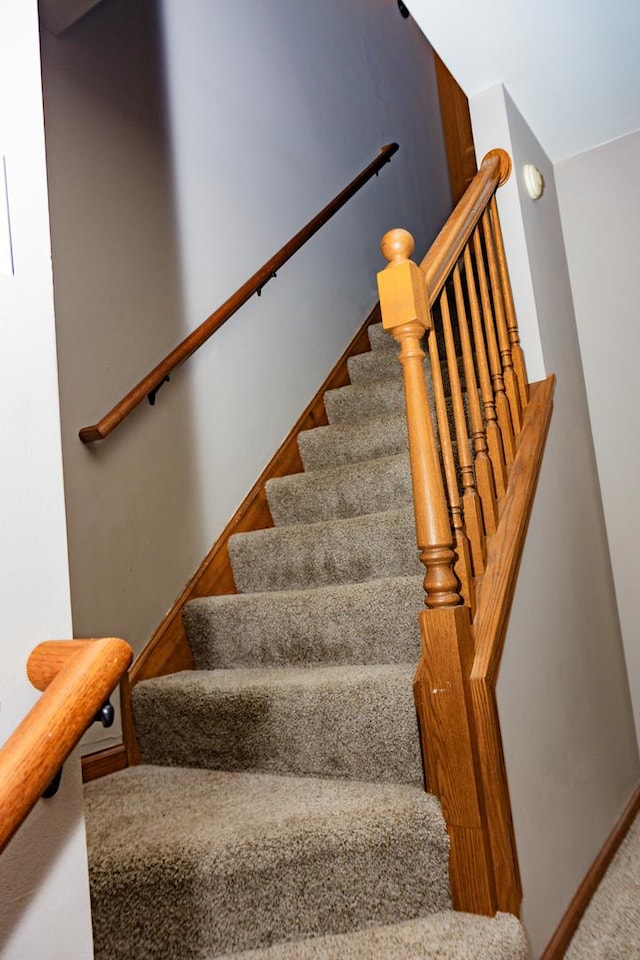 1208 Fox Hill Ln, North Aurora, IL 60542 - staircase featuring baseboards and carpet floors