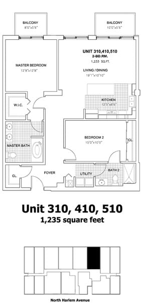 3630 N Harlem Ave Unit 410, Chicago, IL 60634 - property floor plan