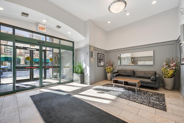 building lobby with visible vents