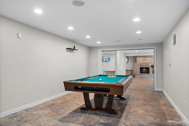 12N988 Engel Rd, Sycamore, IL 60178 - rec room with billiards, baseboards, and stone finish flooring