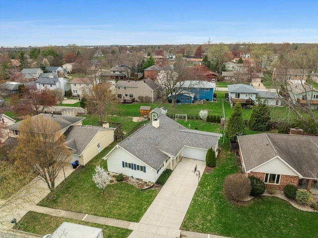 birds eye view of property with a residential view