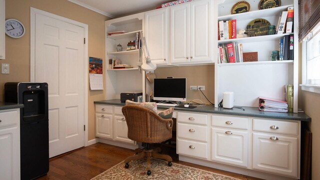 1336 Christina Ln, Northbrook, IL 60062 - office with dark wood-style flooring and crown molding