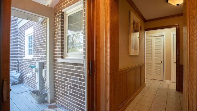 1336 Christina Ln, Northbrook, IL 60062 - hall with light tile patterned floors and ornamental molding