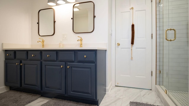 1336 Christina Ln, Northbrook, IL 60062 - full bath with a shower stall, double vanity, a sink, and baseboards
