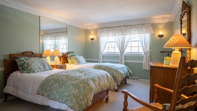1336 Christina Ln, Northbrook, IL 60062 - carpeted bedroom with ornamental molding, baseboards, multiple windows, and visible vents
