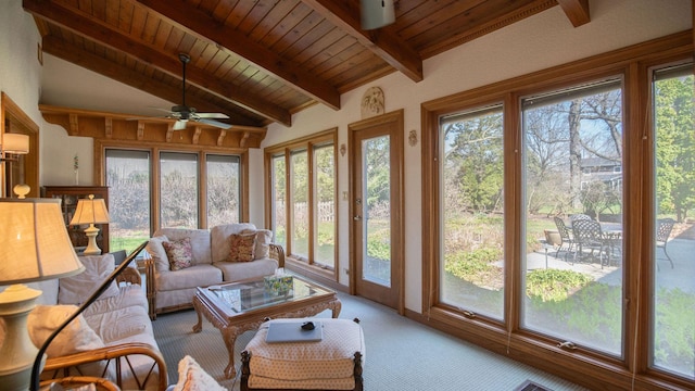 1336 Christina Ln, Northbrook, IL 60062 - sunroom / solarium with carpet, vaulted ceiling with beams, and a healthy amount of sunlight