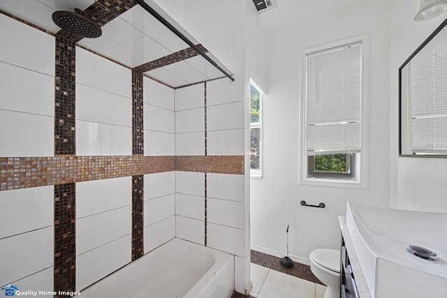 2701 W 24th Pl, Chicago, IL 60608 - bathroom featuring vanity, baseboards, tile patterned flooring, toilet, and visible vents
