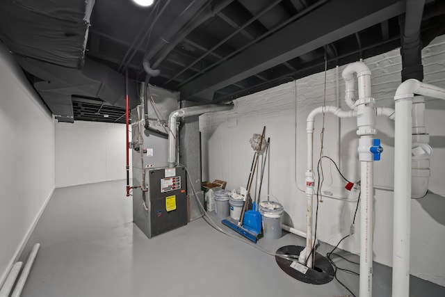 basement with heating unit