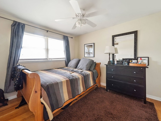 201 41st St, Downers Grove, IL 60515 - bedroom with wood finished floors, a ceiling fan, and baseboards