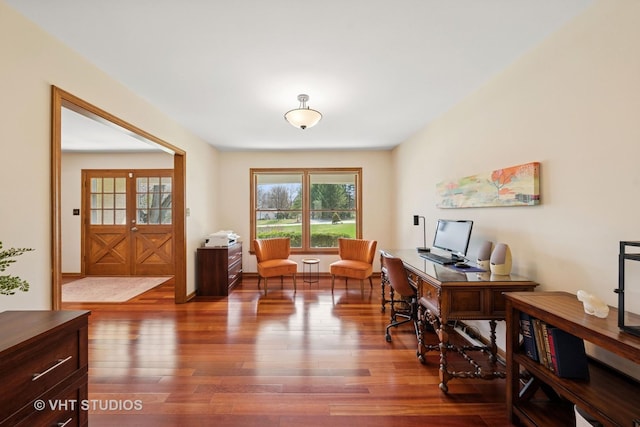 home office featuring wood finished floors
