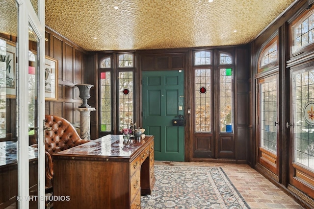 1930 Camphill Cir, Inverness, IL 60067 - entrance foyer featuring brick floor and wood walls