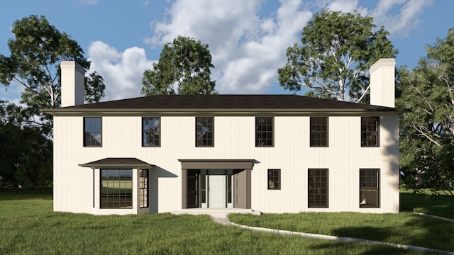 3031 Indianwood Rd, Wilmette, IL 60091 - view of front of house with a chimney and a front lawn