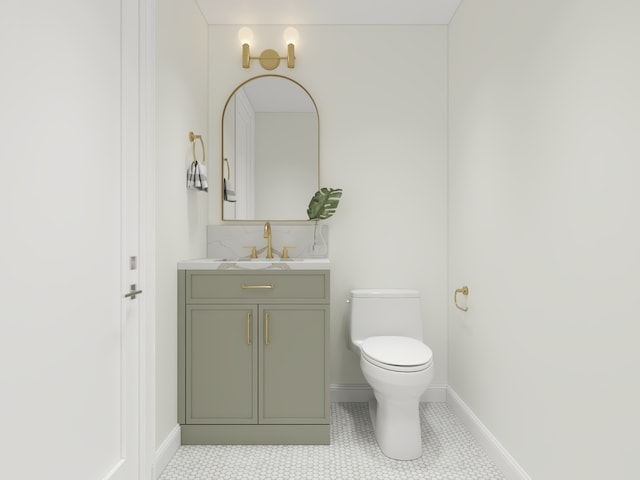 3031 Indianwood Rd, Wilmette, IL 60091 - half bath featuring toilet, vanity, and baseboards