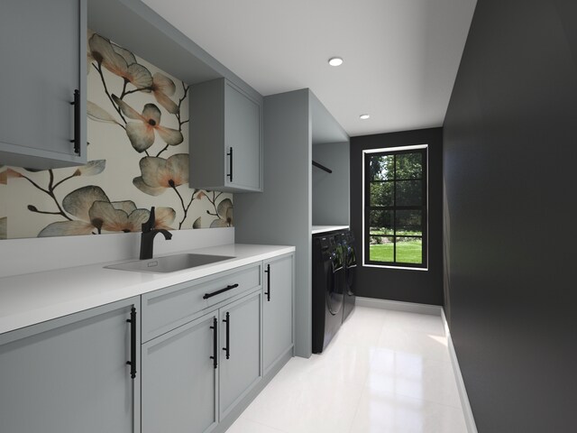 3031 Indianwood Rd, Wilmette, IL 60091 - washroom with washer / clothes dryer, recessed lighting, and cabinet space