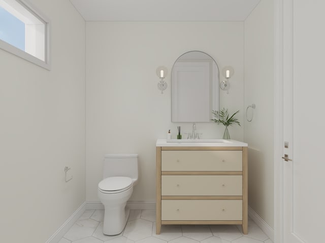3031 Indianwood Rd, Wilmette, IL 60091 - half bathroom with vanity, baseboards, and toilet